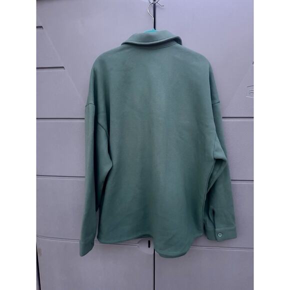 Revolve Tularosa Button Up Shirt Jacket Shacket Oversized Teal Fleece Lined Sz M - Picture 11 of 13